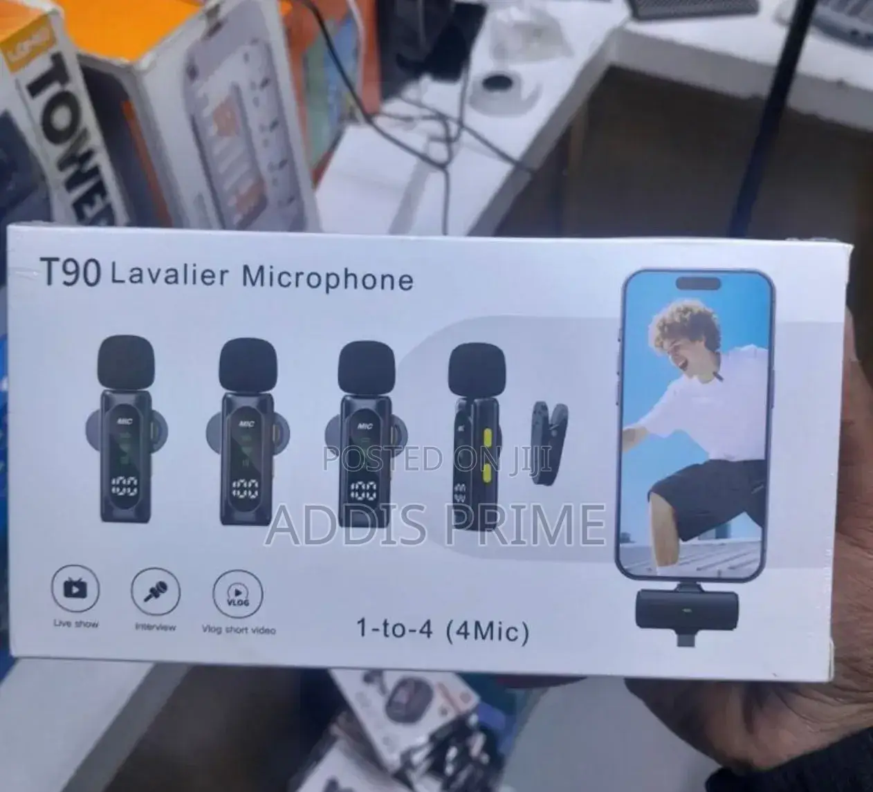 T90 Wireless Lavalier Microphone 4-Mic Set for Phone