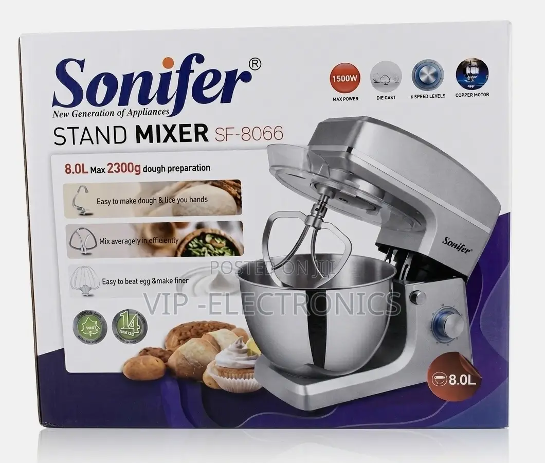Sonifer Sf-8066 Stand Mixer (1500w, 8.0l