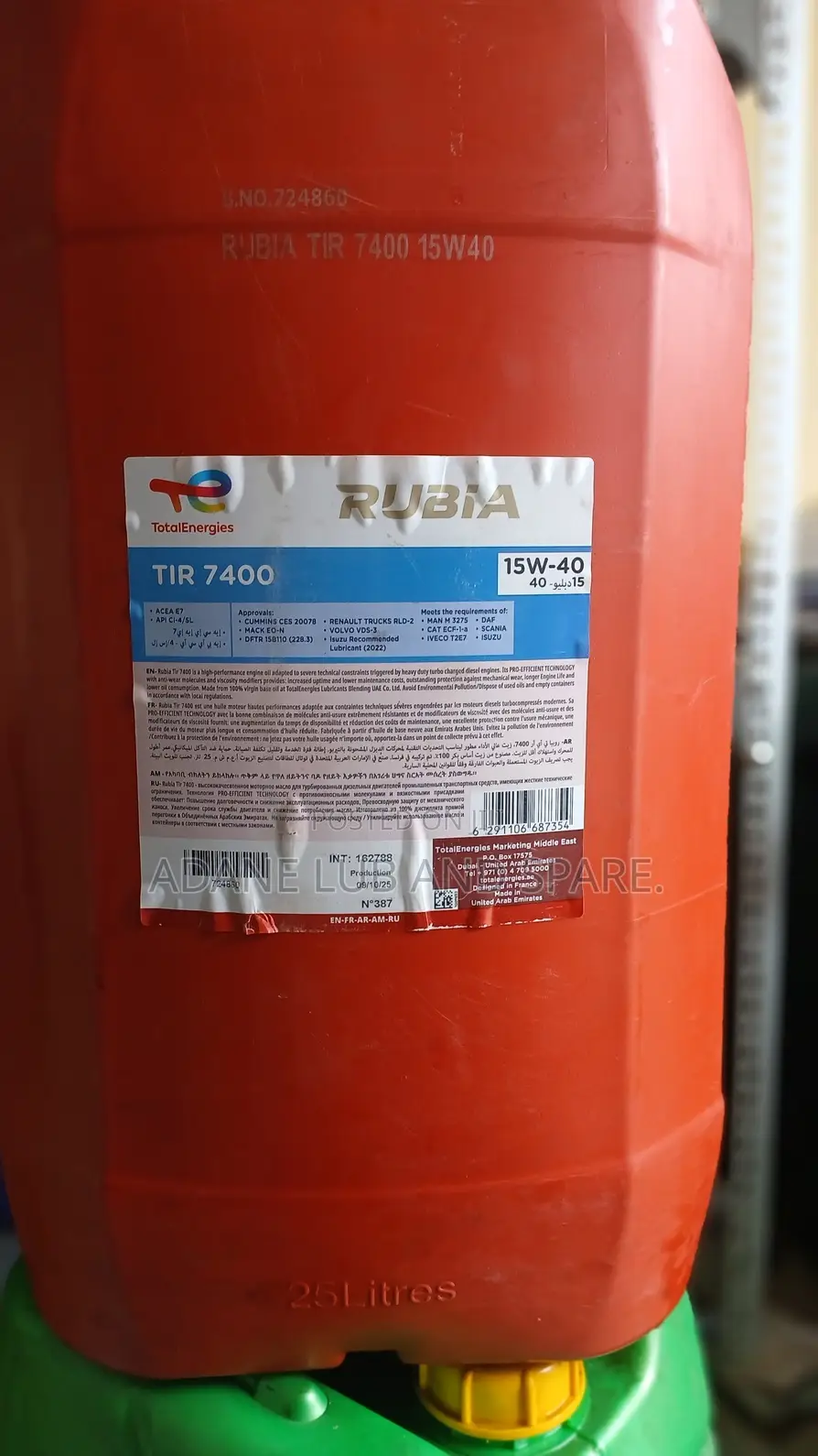 15w40 Total Tir 7400 25lt Engine Oil