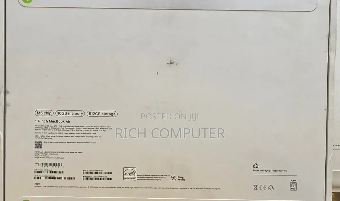 New Laptop Apple MacBook 16GB Apple M5 SSD 512GB