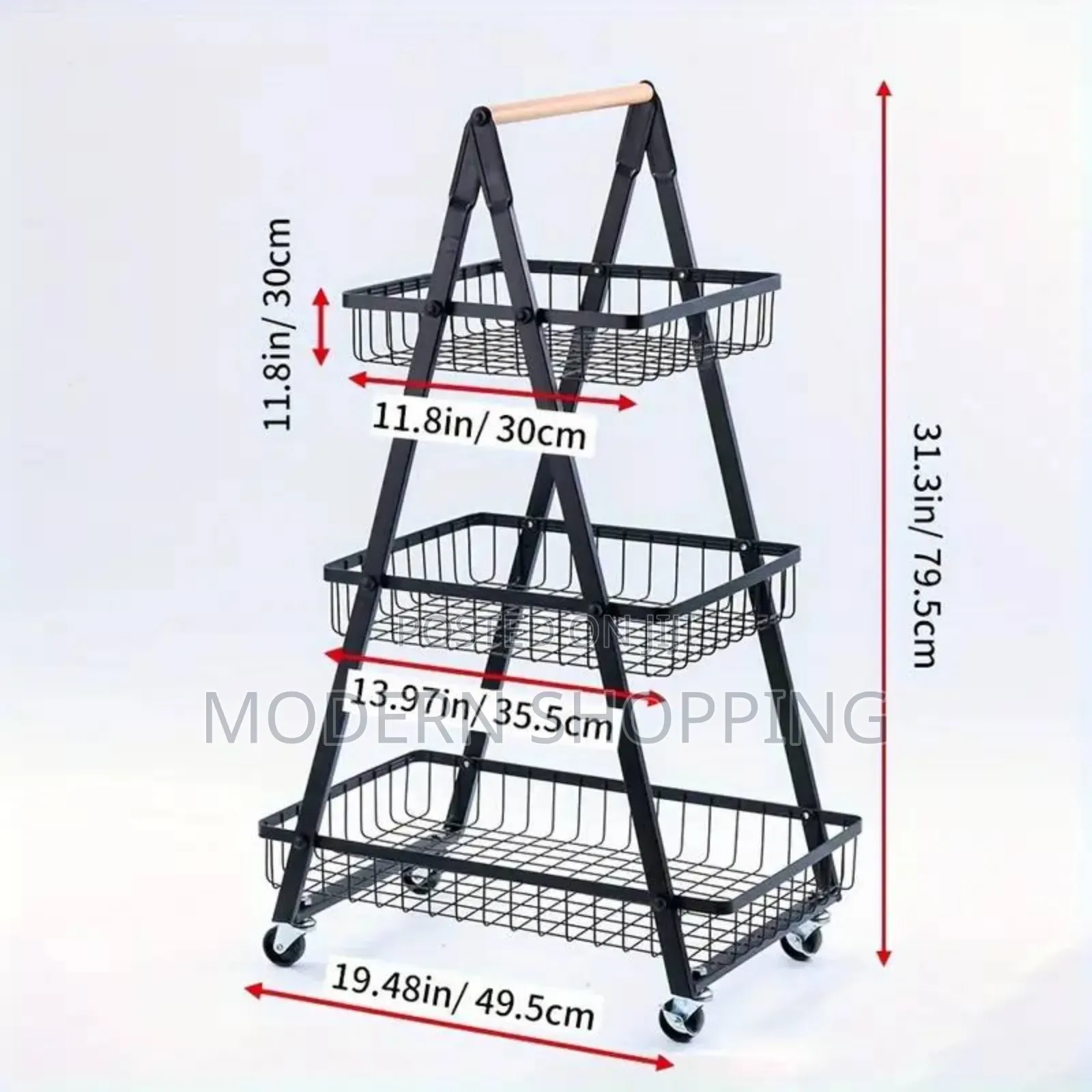 3 Layers Metal Rolling Cart