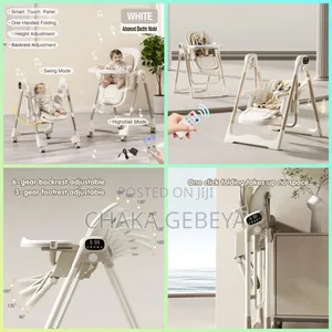 2-in-1 Baby High Chair Electric Swing – Remote Control, Padded Seat