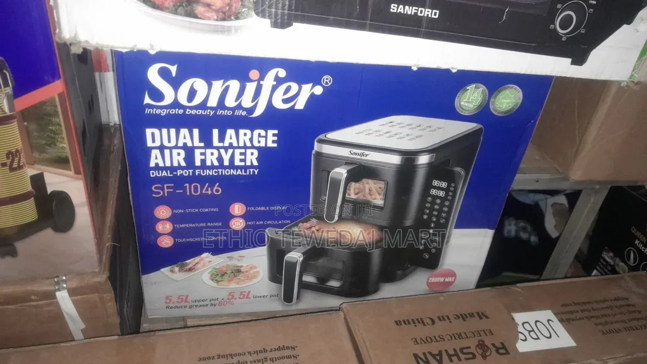 Sonifer Dual Large Air Fryer, Touch Control , Oil-Free Air Fryer