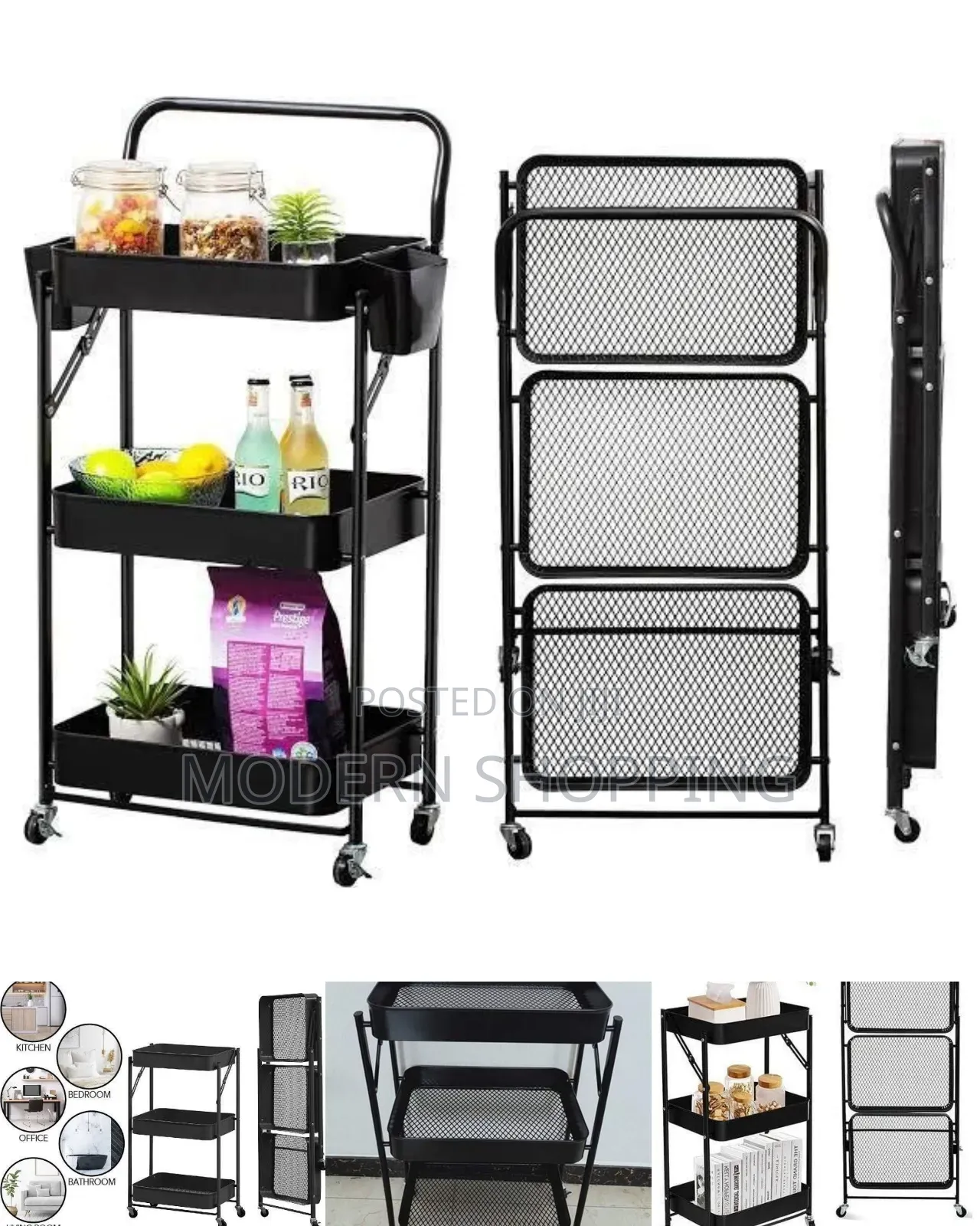 3- Tier Rolling Cart Organizer