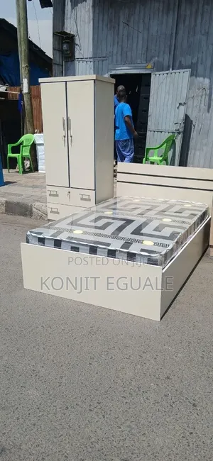 1.20cmአልጋ + ፍራሽ 80cm ቁምሳጥን