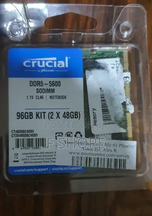 Crucial 96gb (2x48gb) Ddr5-5600mhz Laptop Ram Kit