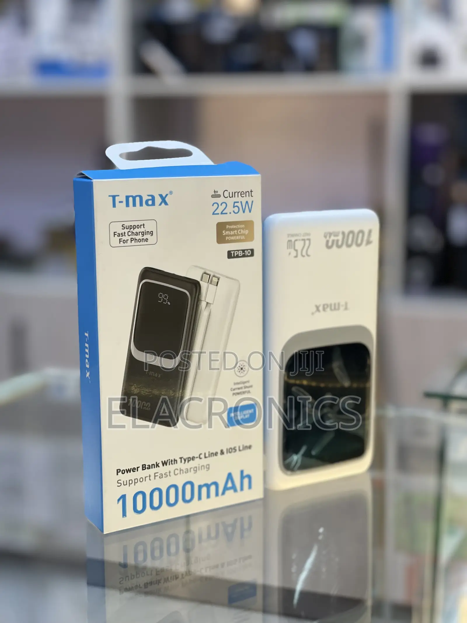 T-Max 10,000mah Fast Power Bank | Built-in Cables!