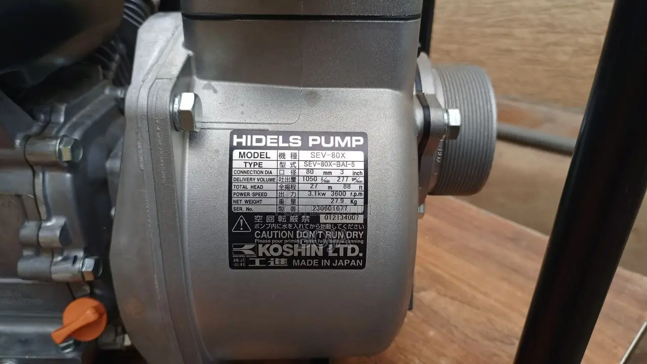 Koshin Water Pump Full Package - Pump + Pipe + Hose (3 in 1) Sev-80x