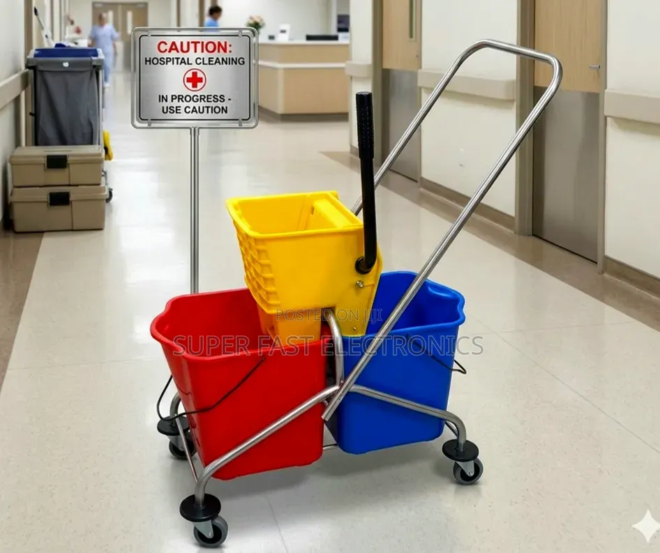 Strong Dual Durable Plastic -bucket Commercial Mop Trolley