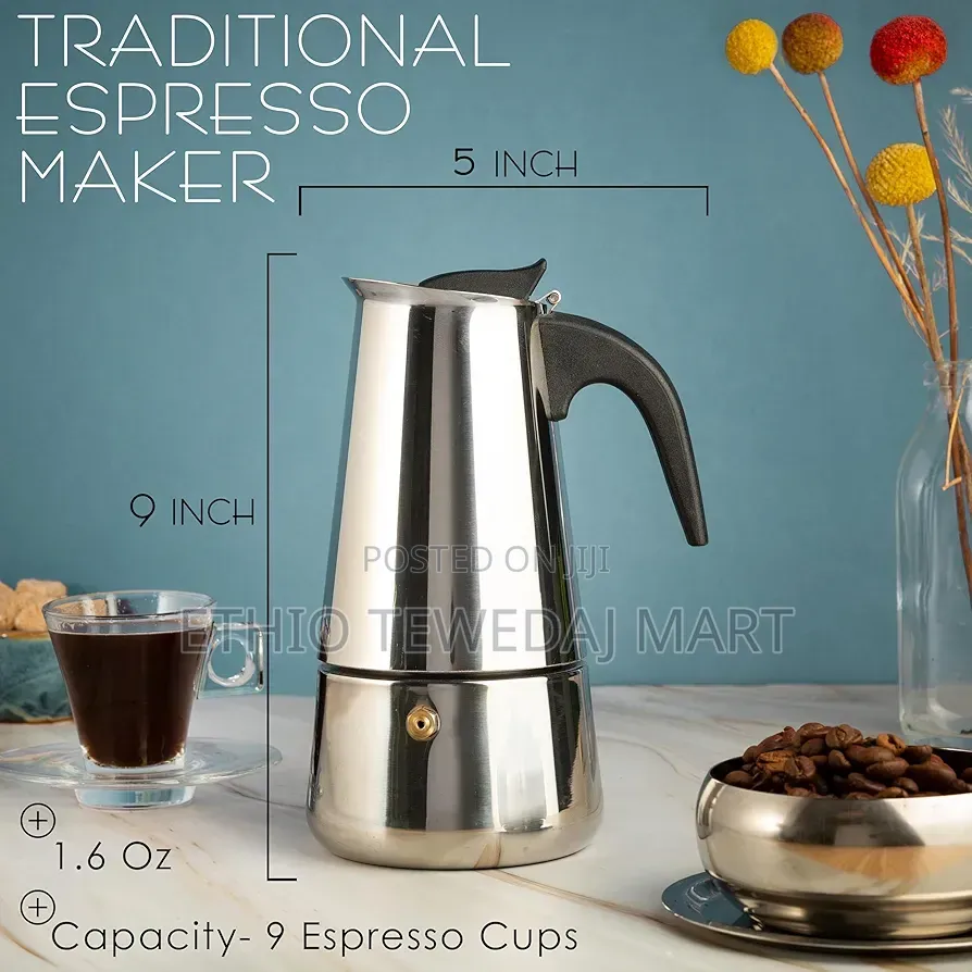 Stainless Steel 9cup Espresso Coffee Maker 450ml