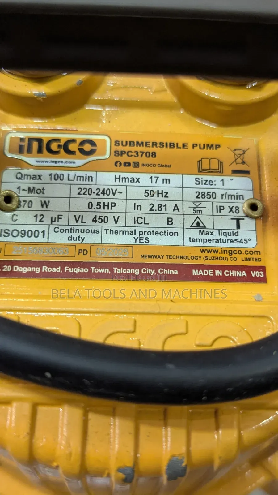 Original Ingco Submersible Pump 0.5hp Water Pump