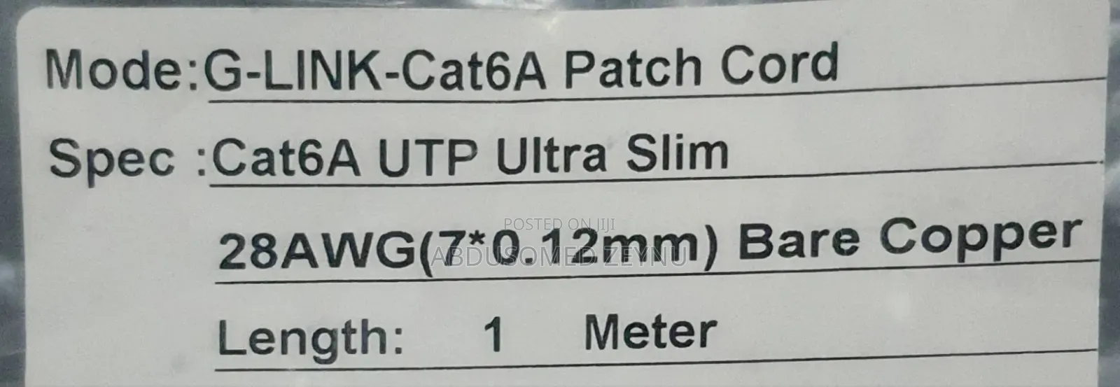 1m Cat 6a Patch Cord ( G-link High-speed )