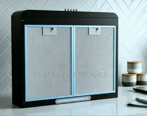 Range Hood Luxury Kitchen Black 60x60cm Featuring Light Blue
