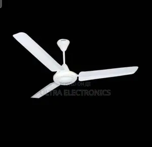 የጣራ ፋን White, 3-Blade Industrial Ceiling Fan Typically for Cooling.
