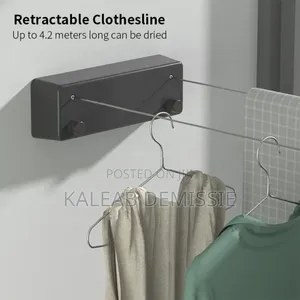 Wall-Mounted, Double-Line Retractable Clothesline