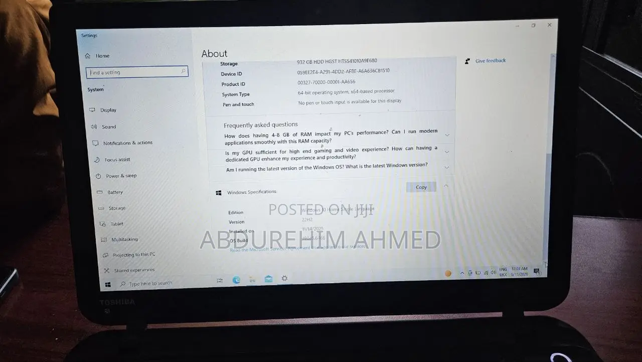 Laptop Toshiba Satellite L50 6GB Intel Core i5 SSD 1T