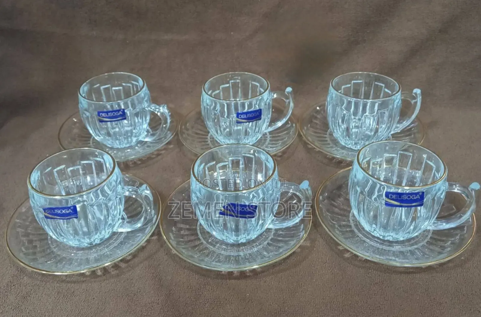 6pcs Delisoga Glass Tea Cups With Saucers የሻይ ብርጭቆ