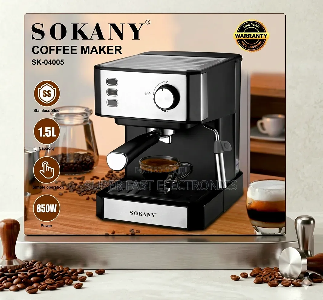 Sokany Espresso Coffee Maker 850w 1.5l Capacity Stainless Steel