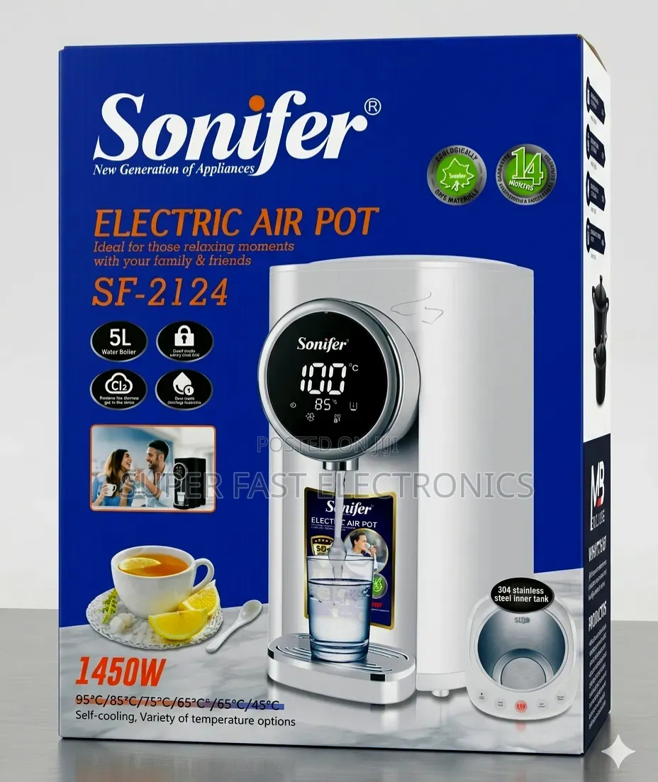 Sonifer Electric Air Pot 5l Capacity 1450w Stainless Steel Innertank