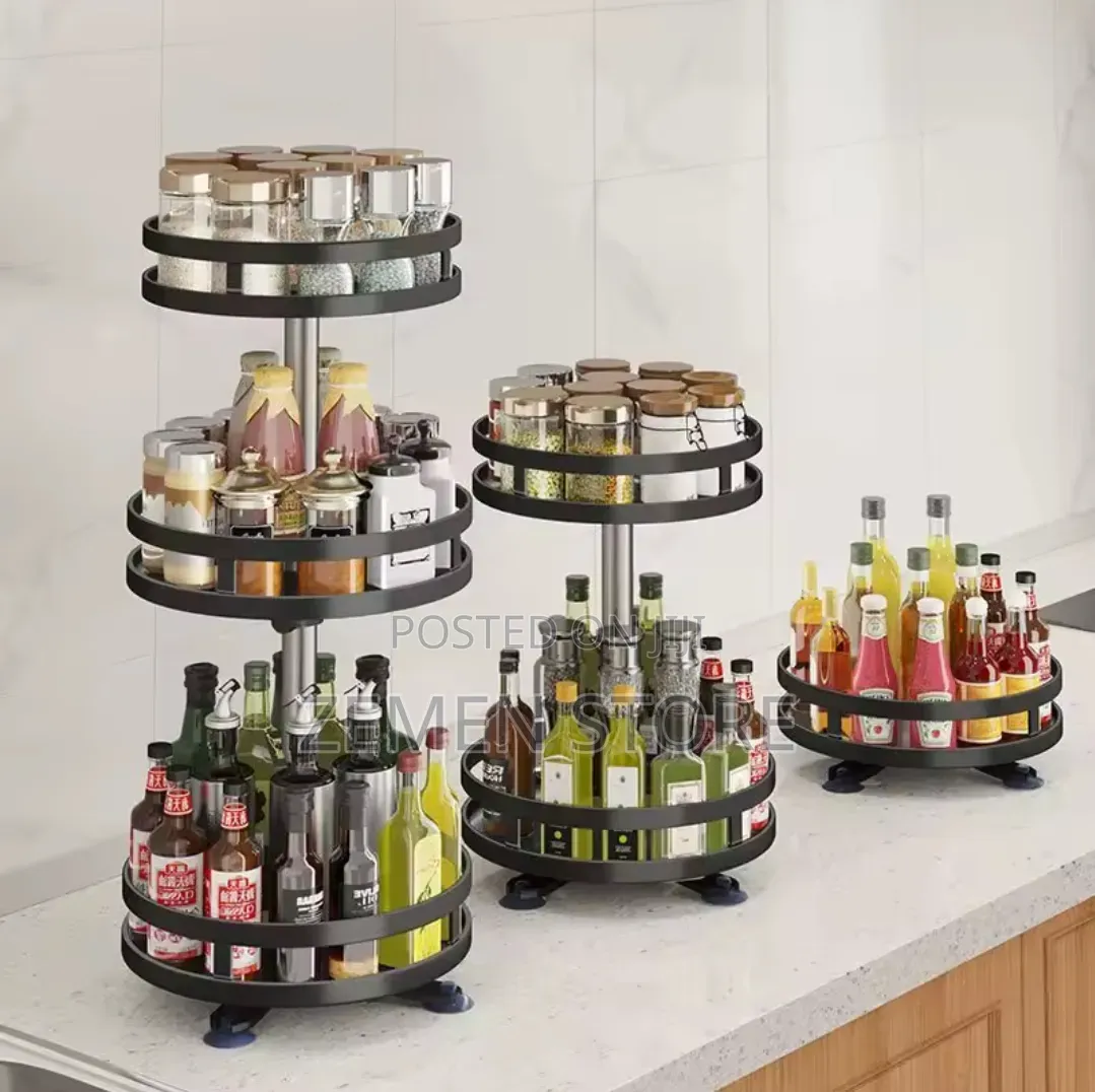 360° Rotating Storage Rack 3-Tier 60cm የእቃ መደርደሪያ