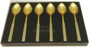 6pcs Gold Spoon Fork Set Non-Fading ወርቃማ ማንኪያ ሹካ