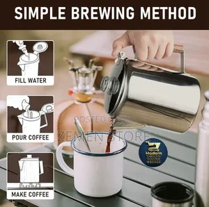 9-Cup Stainless Steel Percolator Coffee Pot Wood Handle የቡና ማፍያ