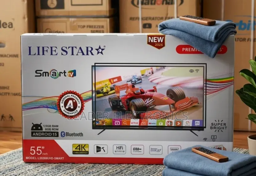 Lifestar Tv 55" Smart Android Tv– Double Glass | New 2026 | Original
