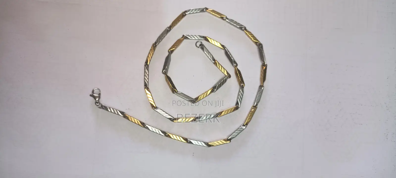 Steel Two-Tone Gold and Silver Plated Chain Necklace Stainless Steel