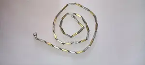 Steel Two-Tone Gold and Silver Plated Chain Necklace Stainless Steel