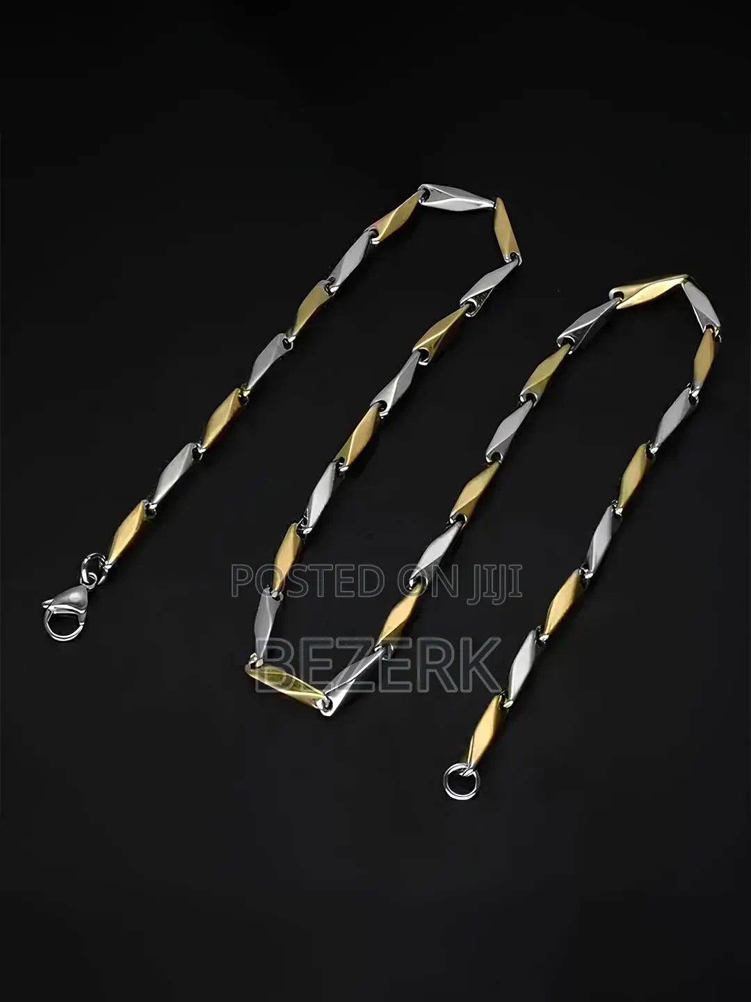 Steel Two-Tone Gold and Silver Plated Chain Necklace Stainless Steel