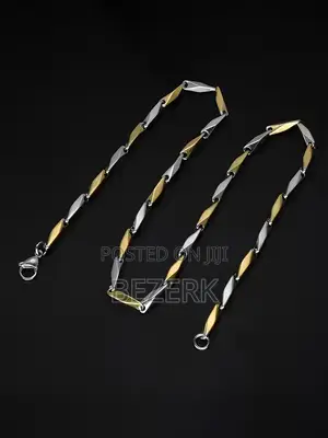 Steel Two-Tone Gold and Silver Plated Chain Necklace Stainless Steel