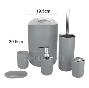 6pcs Bathroom Set Trash Can Toilet Brush ባዝሩም ሴት