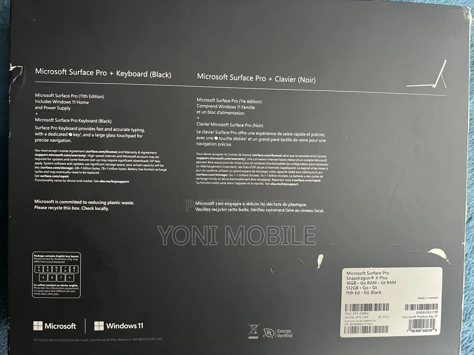 New Microsoft Surface Pro 11th Edition, a Copilot+ PC 16GB SSD 512GB