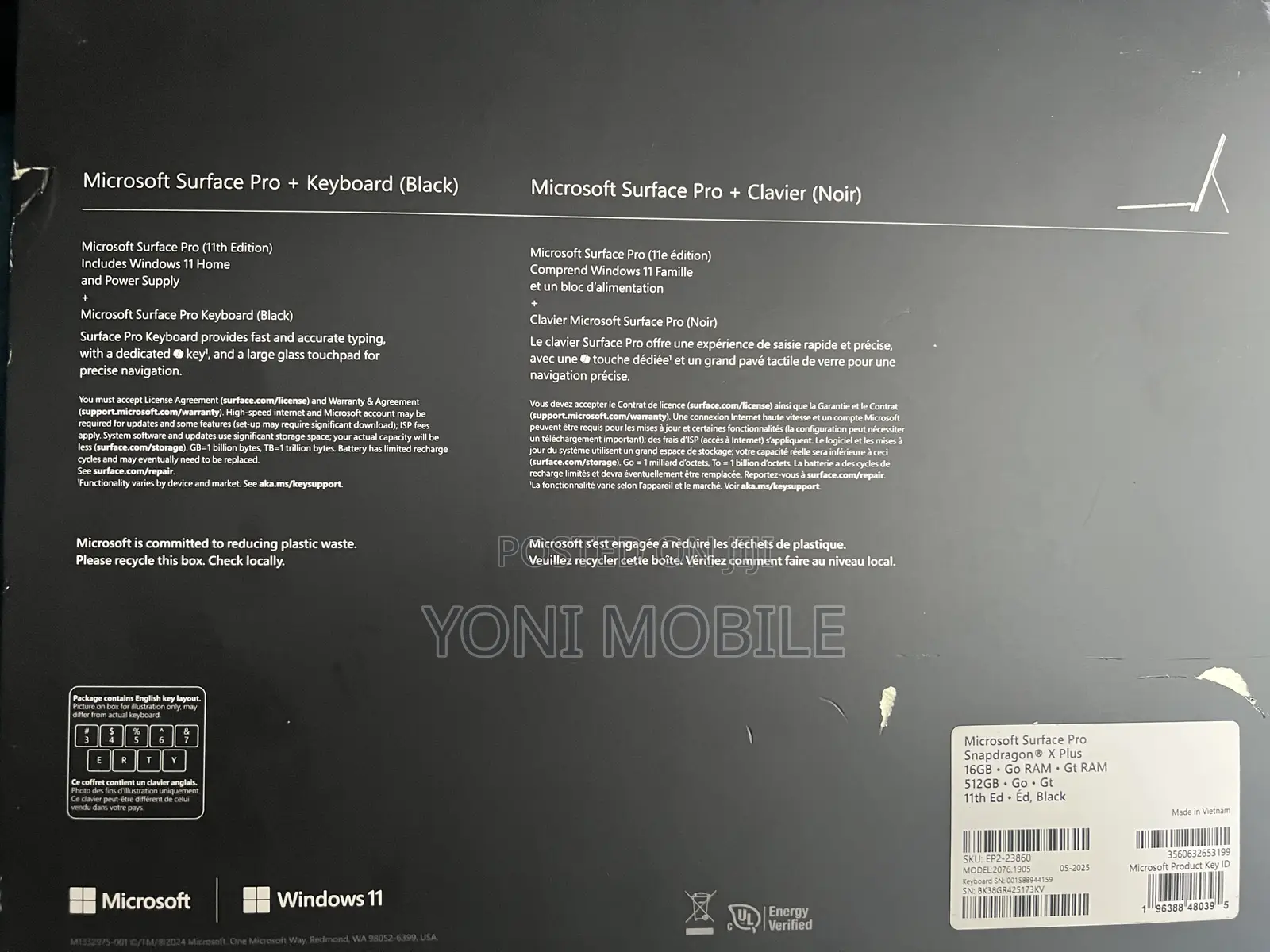 New Microsoft Surface Pro 11th Edition, a Copilot+ PC 16GB SSD 512GB