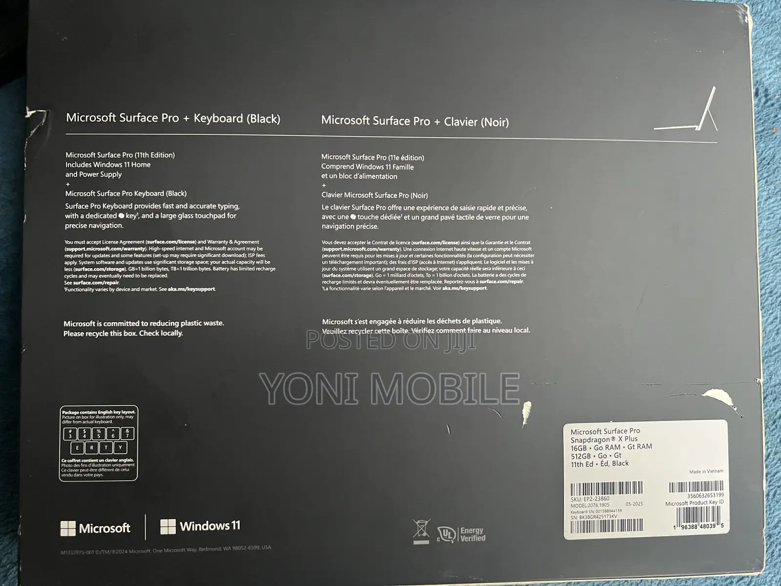 New Microsoft Surface Pro 11th Edition, a Copilot+ PC 16GB SSD 512GB