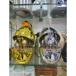 24 PCS ጥራት ያለው የማንኪያ እና የሹካ ሴት / Cutlery Set – Egg-Shaped Holder