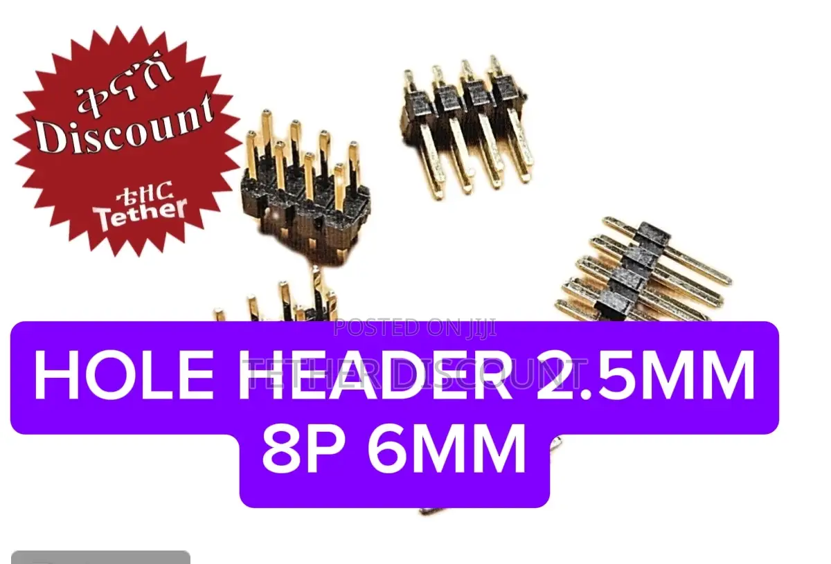 Hole Header 2.5mm 8p 6mm-40%c+ 105%C 3mm 2.54mm 2black Brass