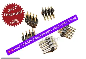 Hole Header 2.5mm 8p 6mm-40%c+ 105%C 3mm 2.54mm 2black Brass
