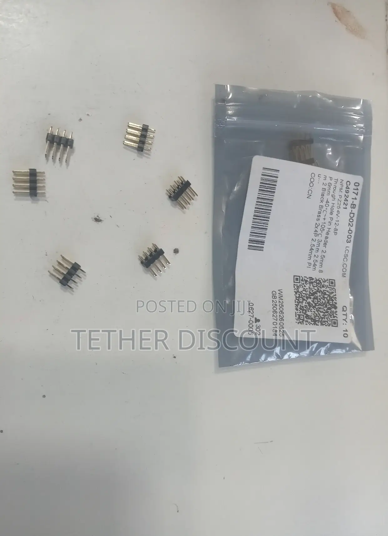 Hole Header 2.5mm 8p 6mm-40%c+ 105%C 3mm 2.54mm 2black Brass