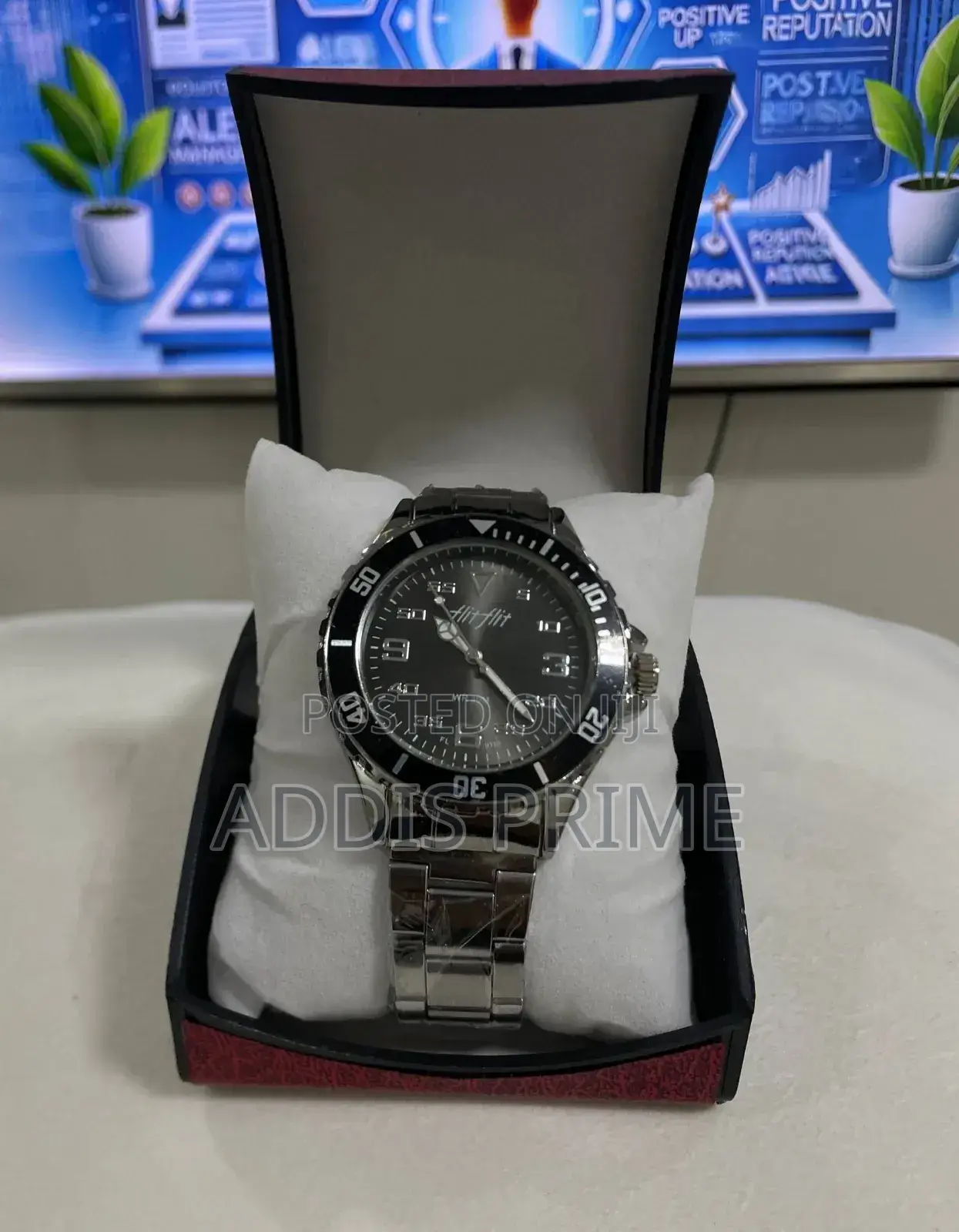 Flit Men’S Analog Watch – Silver Stainless Steel Strap Water Resistant