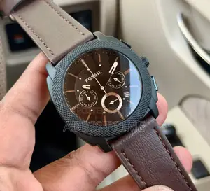 Fossil Men’S Chronograph Leather Strap Watch – Brown Black