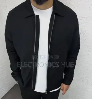 Manfinity Homme Men's Solid Color Zip-Up Jacket and Pants Set in Black