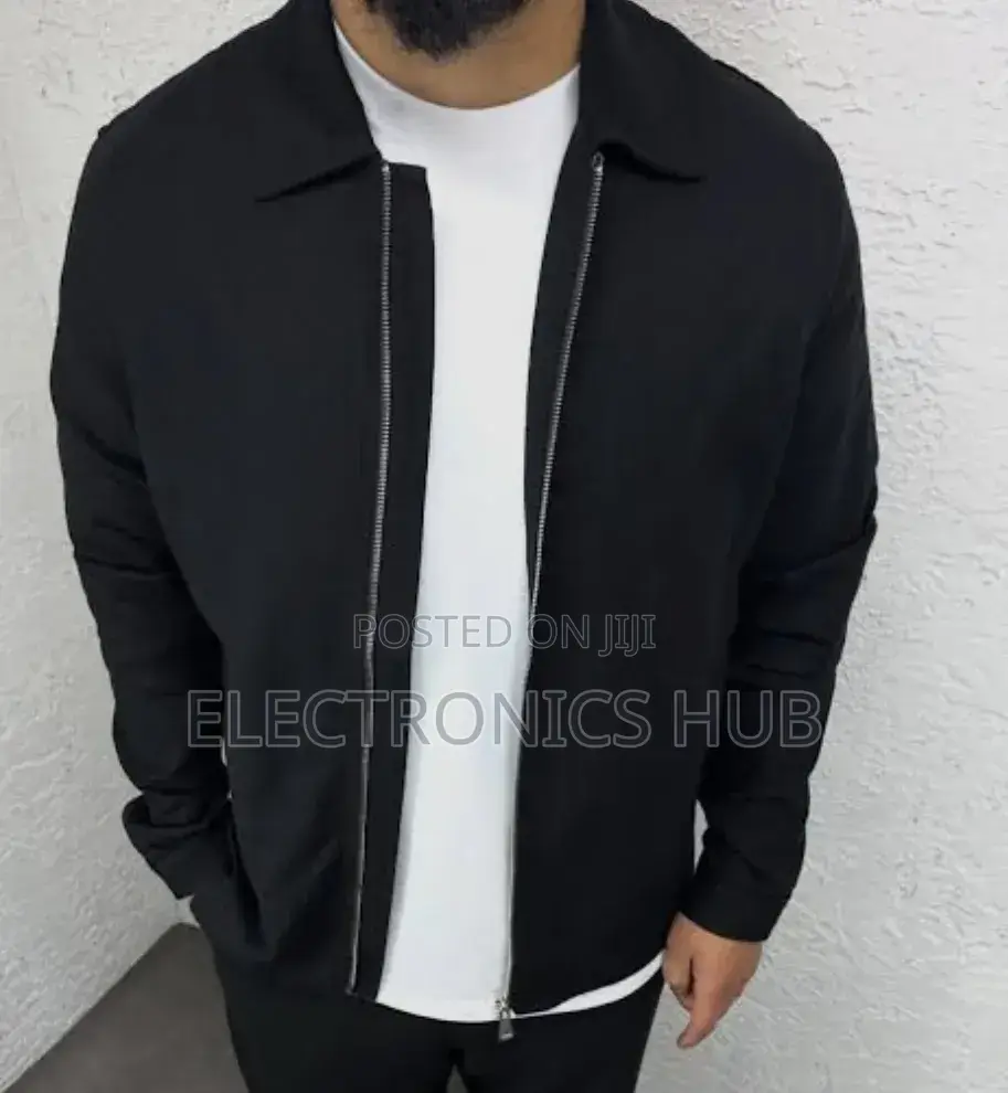 Manfinity Homme Men's Solid Color Zip-Up Jacket and Pants Set in Black