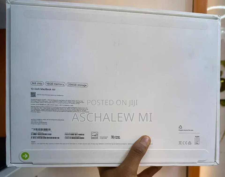 New Laptop Apple MacBook Air 2025 M4 13-inch 16GB Apple M4 SSD 256GB
