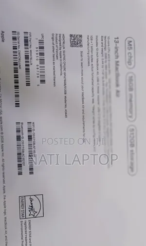 New Laptop Apple MacBook Air 2026 M5 13-inch 16GB Apple M5 SSD 512GB