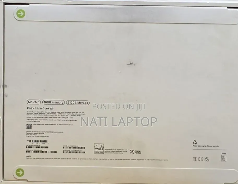 New Laptop Apple MacBook Air 2026 M5 13-inch 16GB Apple M5 SSD 512GB