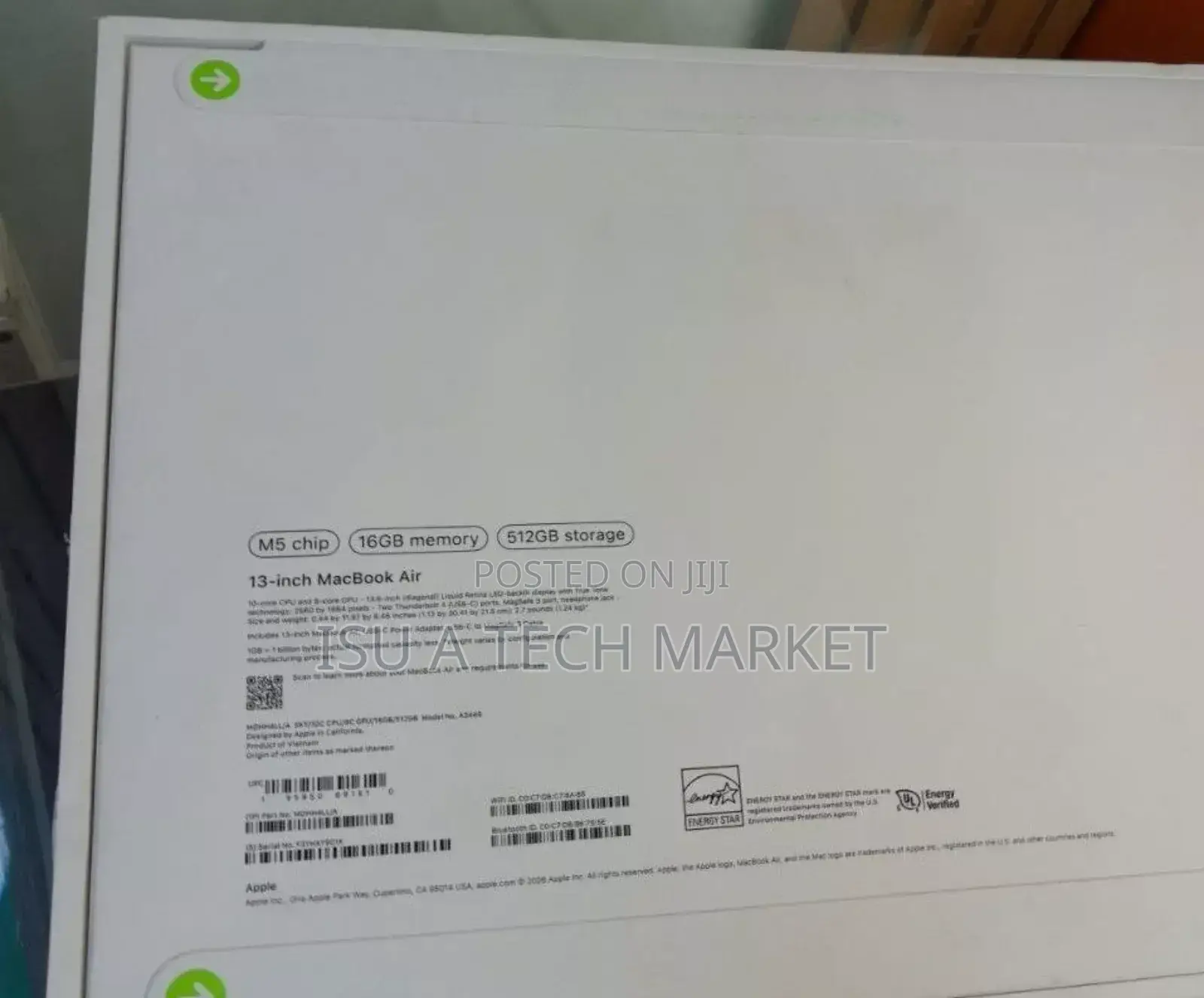 New Laptop Apple MacBook Air 2026 M5 13-inch 16GB Apple M5 SSD 256GB