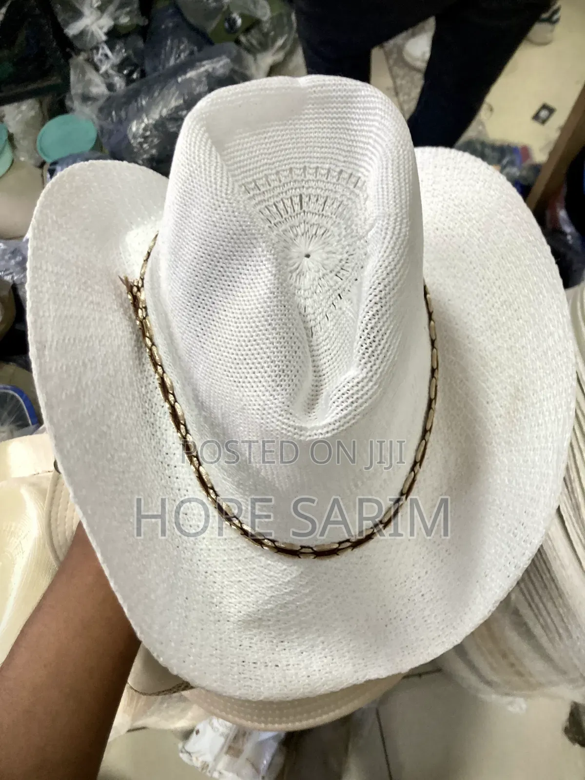 Stylish White Woven Cowboy Hat