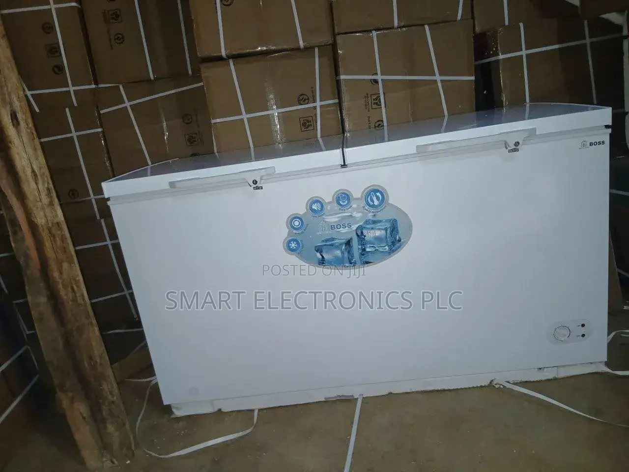 Boss Brand White Dual-Door Chest Freezer.
