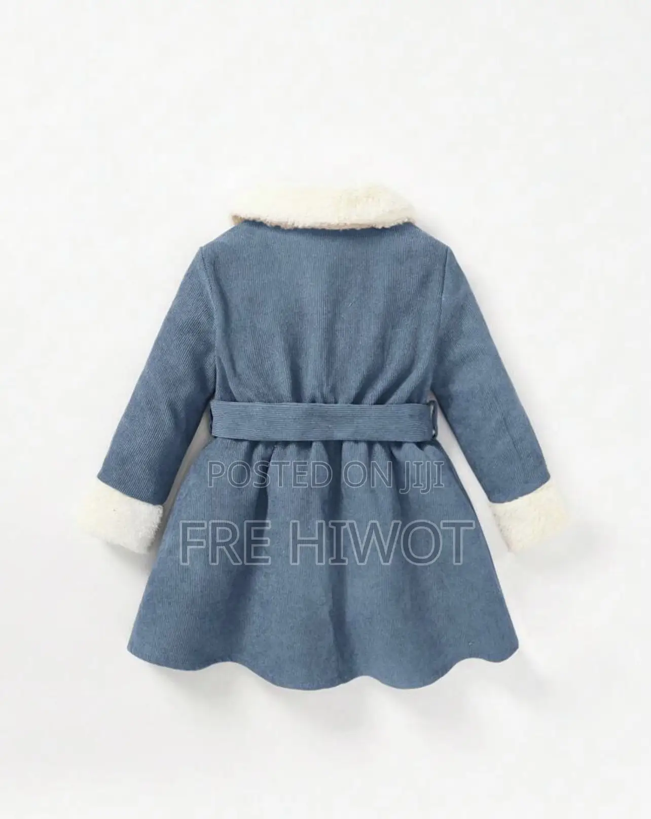 2pcs/Set Baby Girls ' Plush Collar Long Sleeve Waisted Dress With Hat